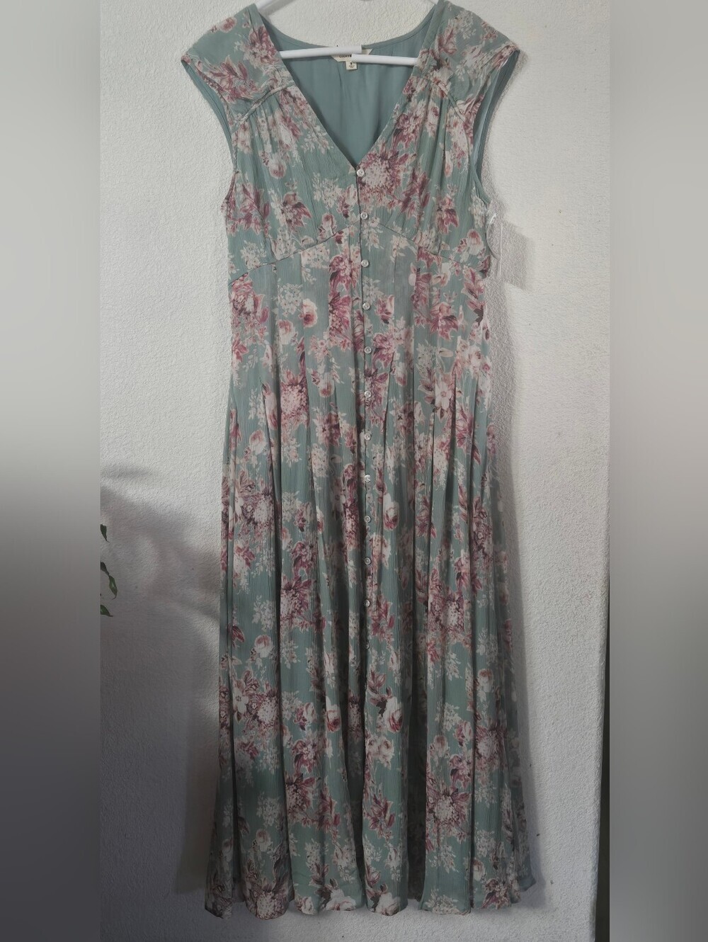Lucky Brand Sage Green Floral V-Neck Maxi Dress - Picture 4 of 13